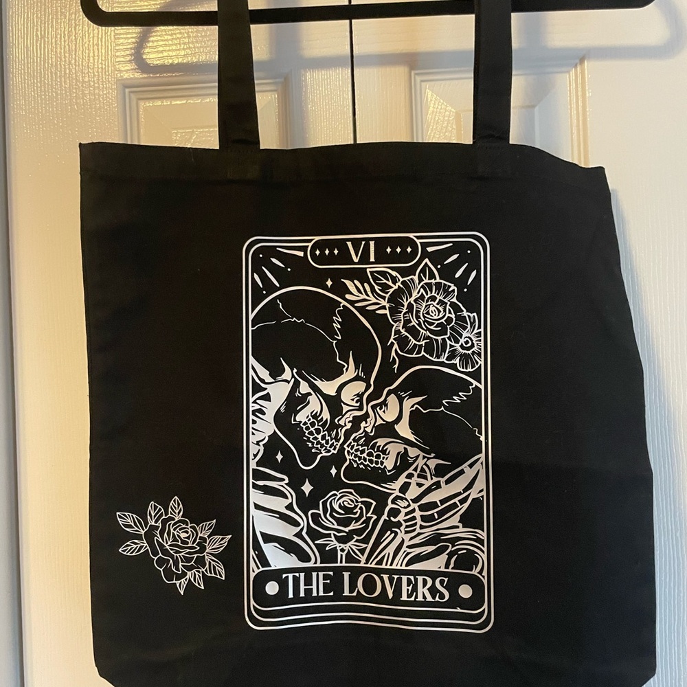 Black Tote Bag with Skull Design